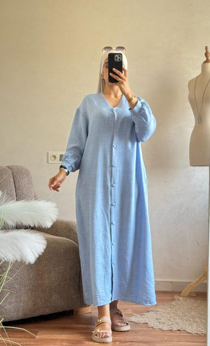 Robe en lin avec boutton