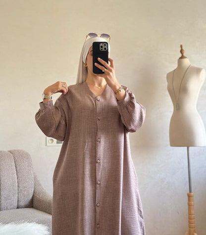 Robe en lin avec boutton