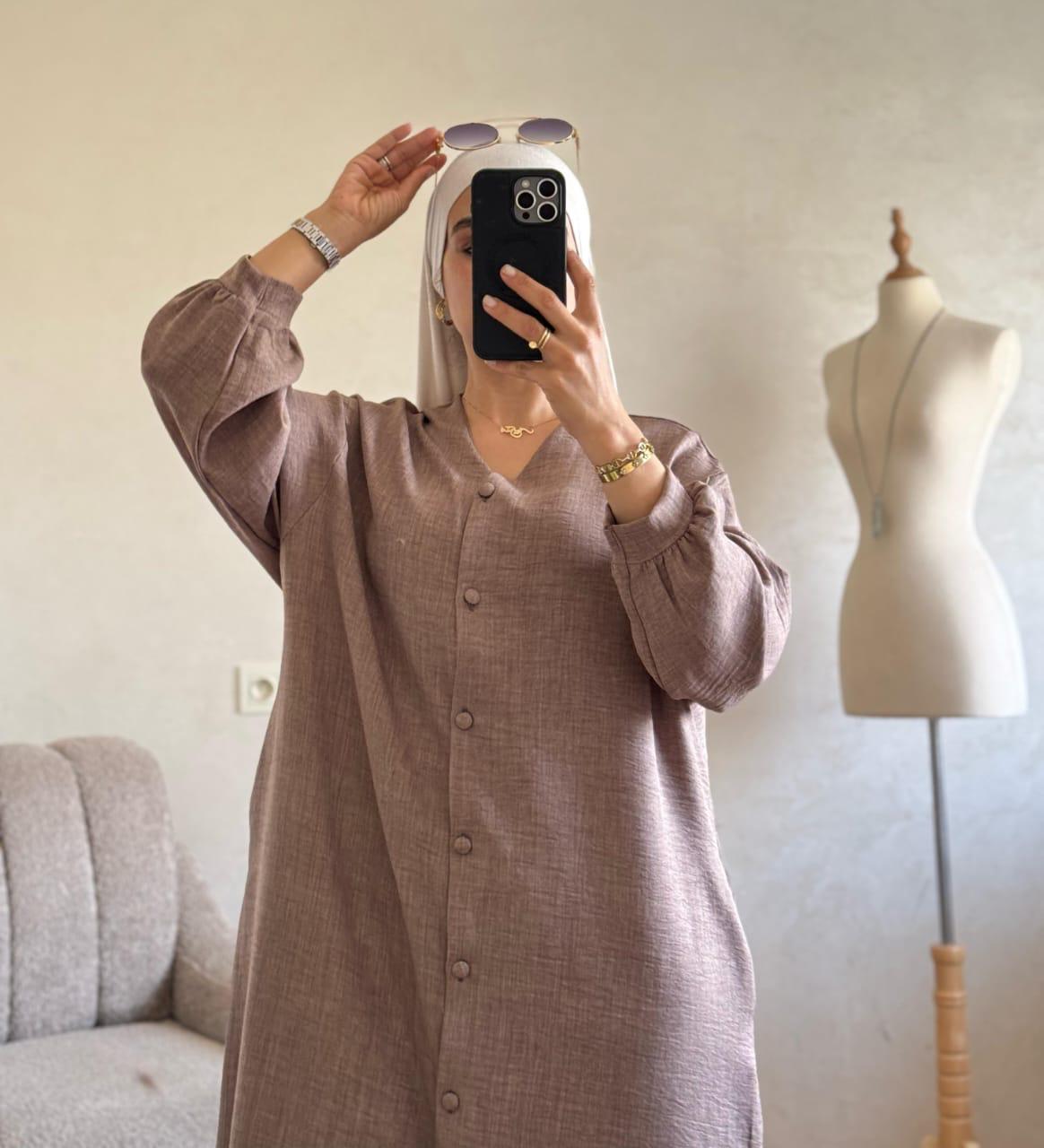 Robe en lin avec boutton