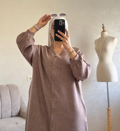 Robe en lin avec boutton