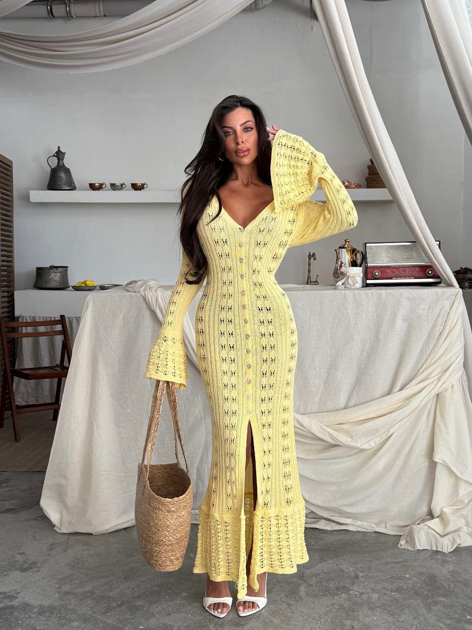 Robe Longue En Laine douce